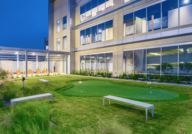 Artificial grass in Commercial front yards.