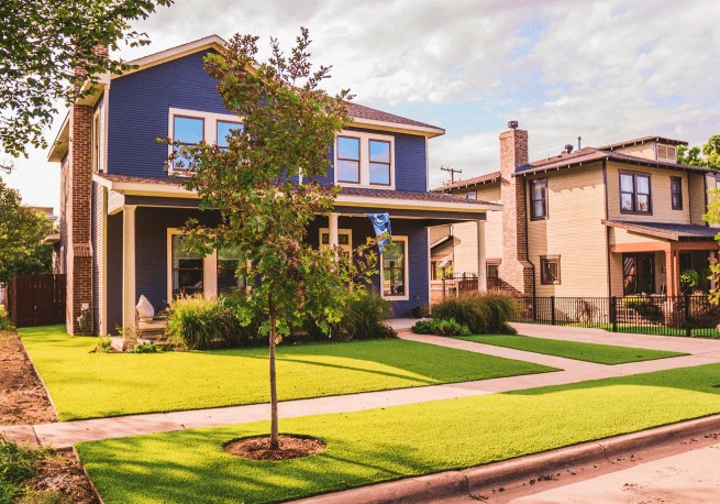 Artificial grass in residential frontyards