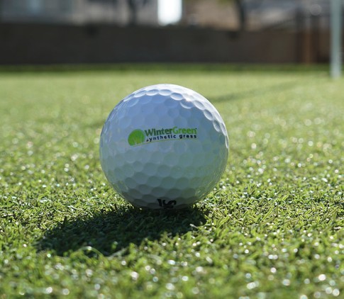 Golf ball in artificial grass.