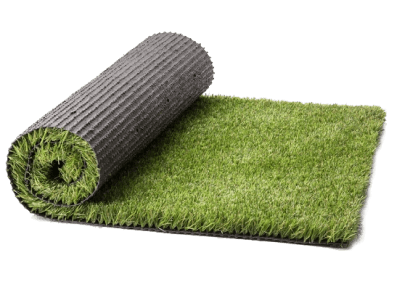 1/4 rolled artificial grass in transparent background.