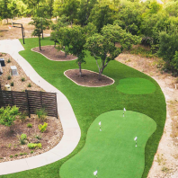 birdeye view of a putting green outside