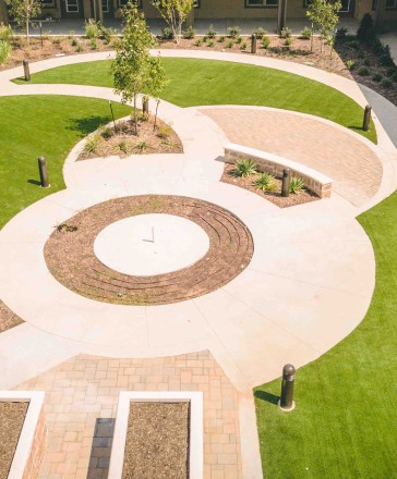 circular landscaped garden area